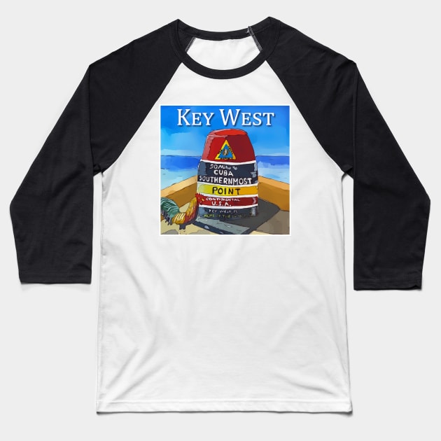 Nearest point to Cuba Marker in Key West Florida Baseball T-Shirt by WelshDesigns